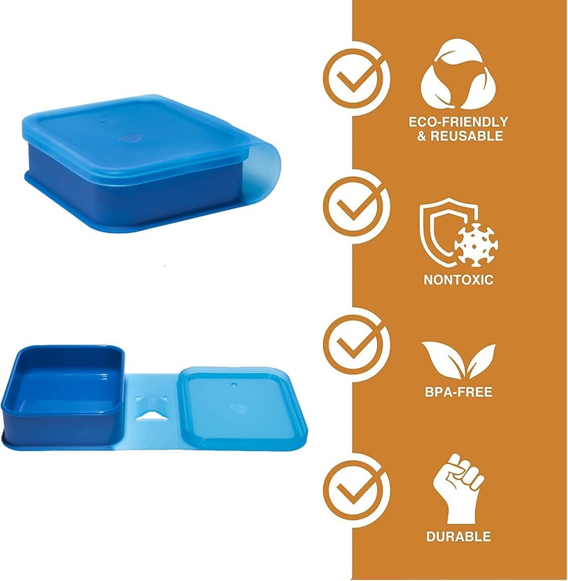 Silipint Silicone Go Go Bowls 2pk Sandwich Size Deep Pool  Unbreakable Microwavable Flexible Sustainable Attached Lid Travel - Image 3