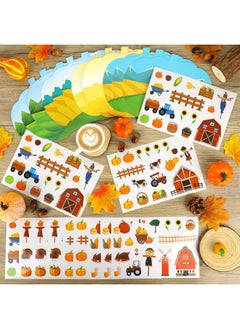 HOWAF 24 Pieces Fall Thanksgiving Scene Stickers Pumpkin Shape Cardboard With Stickers Decorations Make A Fall Scene Stickers, Pumpkin Diy Stickers For Autumn Thanksgiving Holiday Party Crafts  - Image 1