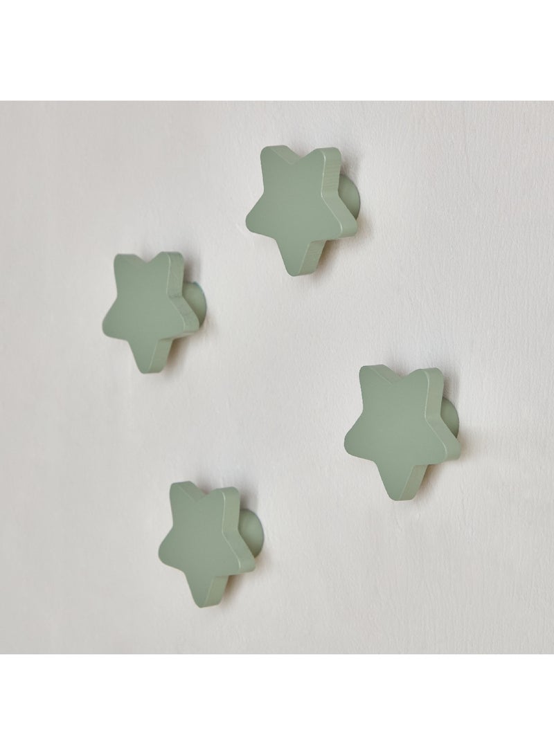 Home Box Star Shaped 4-Piece Wooden Wall Hook Set 6 x 6 x 3 cm  - Image 1