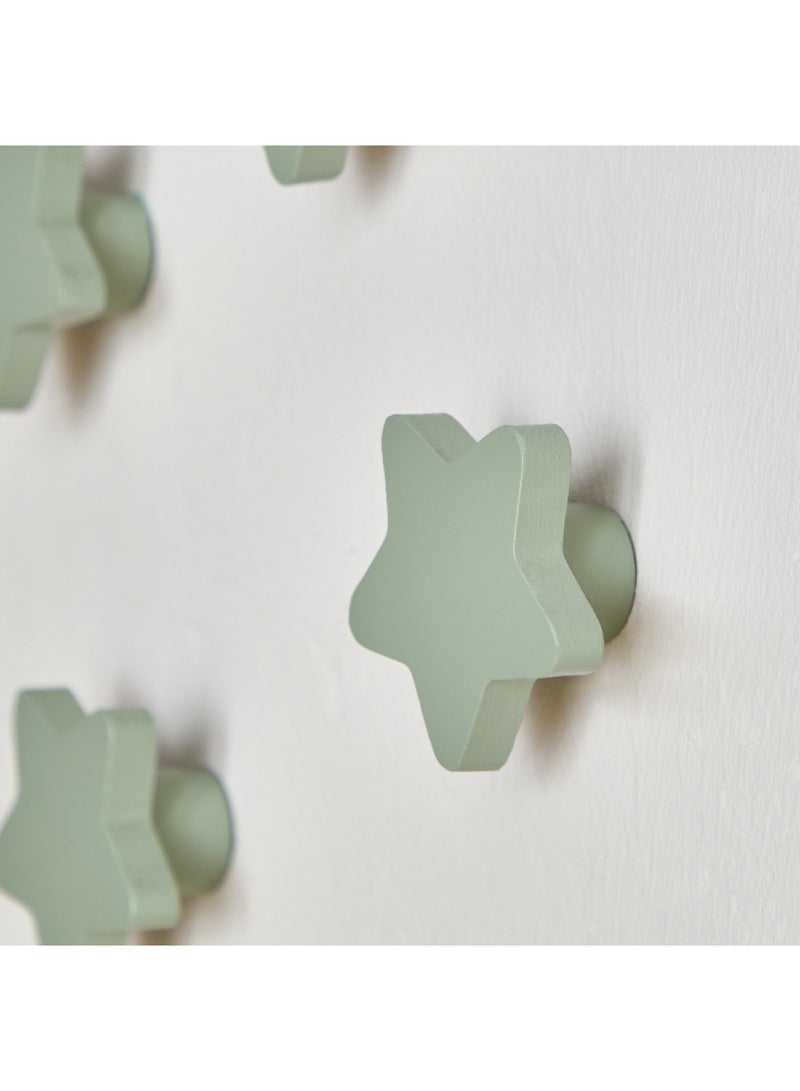 Home Box Star Shaped 4-Piece Wooden Wall Hook Set 6 x 6 x 3 cm  - Image 3