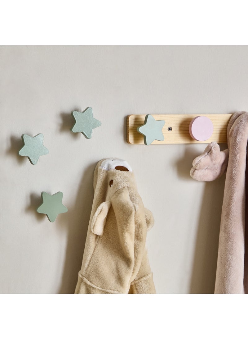 Home Box Star Shaped 4-Piece Wooden Wall Hook Set 6 x 6 x 3 cm  - Image 4