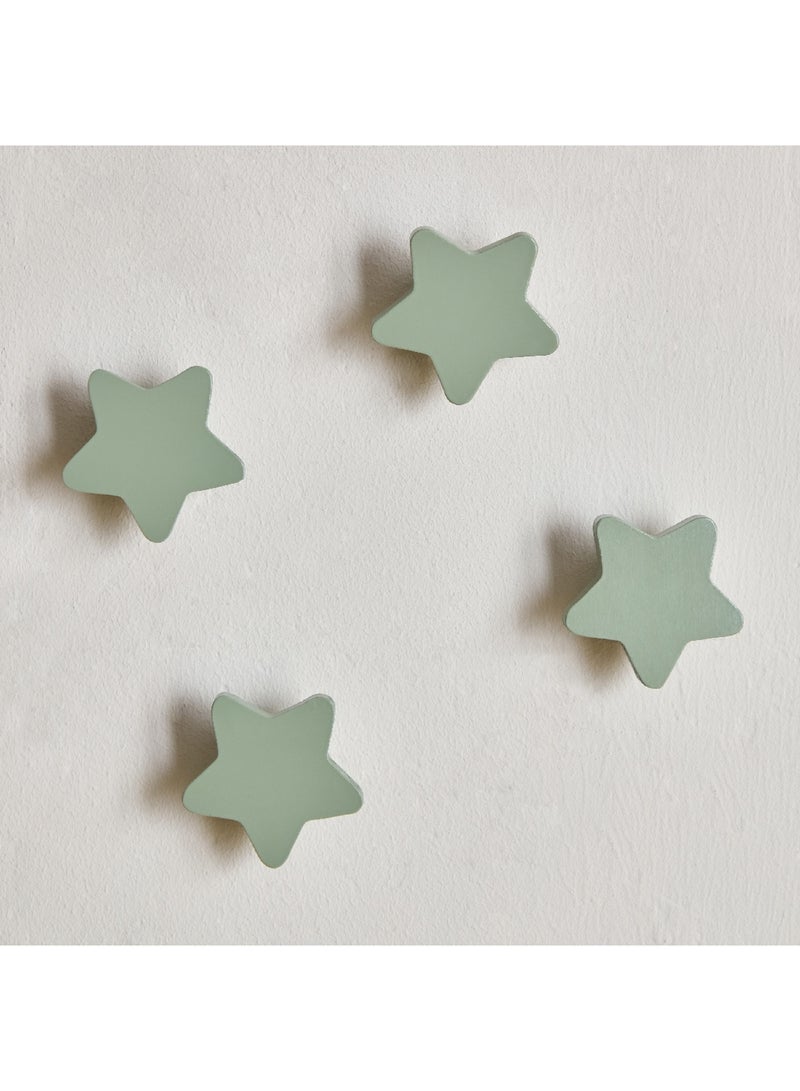Home Box Star Shaped 4-Piece Wooden Wall Hook Set 6 x 6 x 3 cm  - Image 2