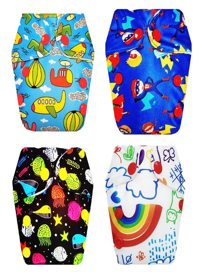 حفاضات قماشية فاخرة من دمبلدو للأطفال حديثي الولادة مع حشوة داخلية مدمجة (عبوة من 4 قطع) | شعور بالجفاف والراحة | وسادة ماصة من 6 طبقات | سريعة الجفاف | مصممة من قبل الأمهات | من 0 إلى 4 أشهر | للجنسين - Image 1