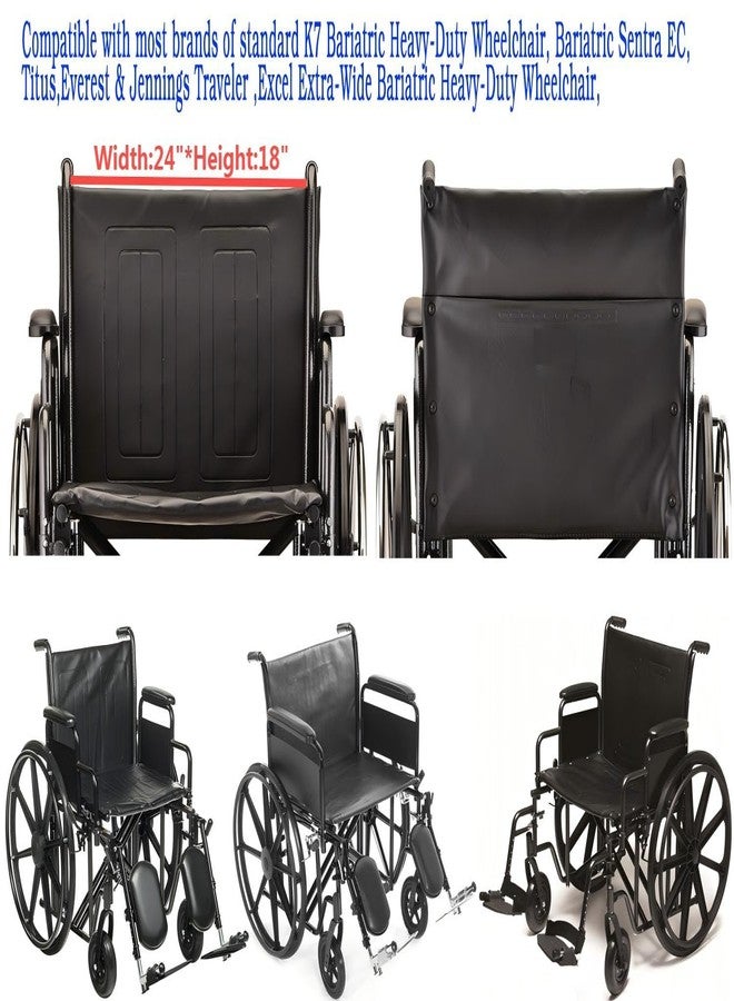 ForconMed 24 inch Wheelchair Back,Heavy-Duty Wheelchair Replacement Parts 24"x18",Vinyl Back Upholstery,Embossed,W/Hardware,Suitable for K7,Bariatric Sentra EC wheelchairs(1Ea,Black) - Image 3