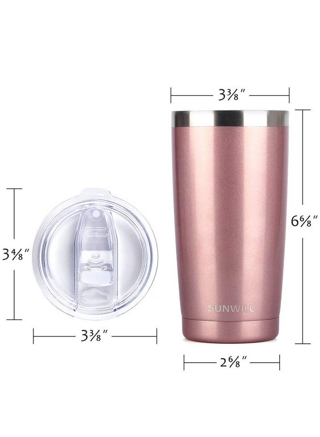 SUNWILL Travel Coffee Tumbler 20 oz, Insulated Mug with Lid, Stainless Steel Cup for Hot and Cold Drinks, Rose Gold - Image 3