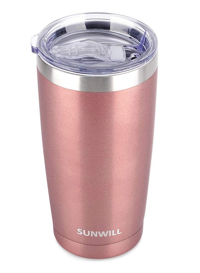 SUNWILL Travel Coffee Tumbler 20 oz, Insulated Mug with Lid, Stainless Steel Cup for Hot and Cold Drinks, Rose Gold - Image 1