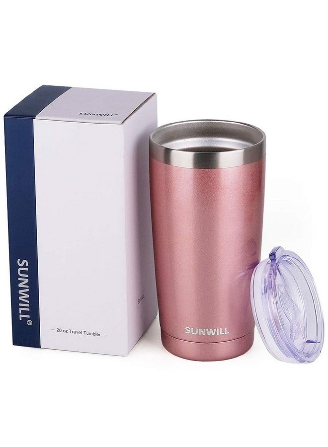 SUNWILL Travel Coffee Tumbler 20 oz, Insulated Mug with Lid, Stainless Steel Cup for Hot and Cold Drinks, Rose Gold - Image 4
