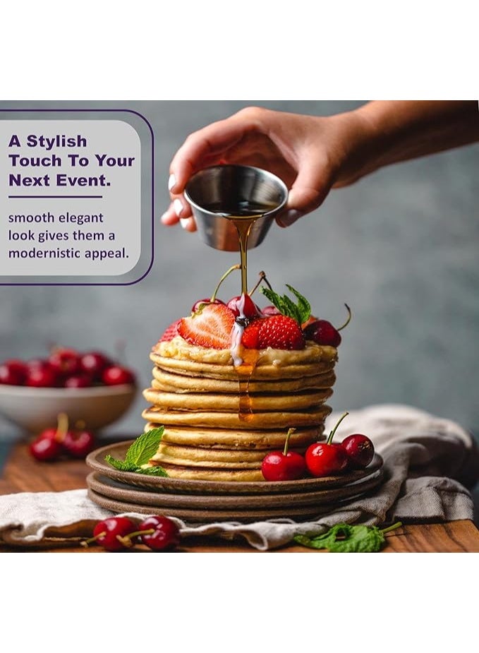 DUNISO 12 قطعة أطباق صلصة من الفولاذ المقاوم للصدأ، أطباق فردية صغيرة قابلة لإعادة الاستخدام، كوب صلصة متعدد الوظائف، سهل التنظيف، يستخدم للصلصة اللحم، السلطة، الصلصة، السوشي، الحلويات، التوابل، 50 مل، فضي - Image 5