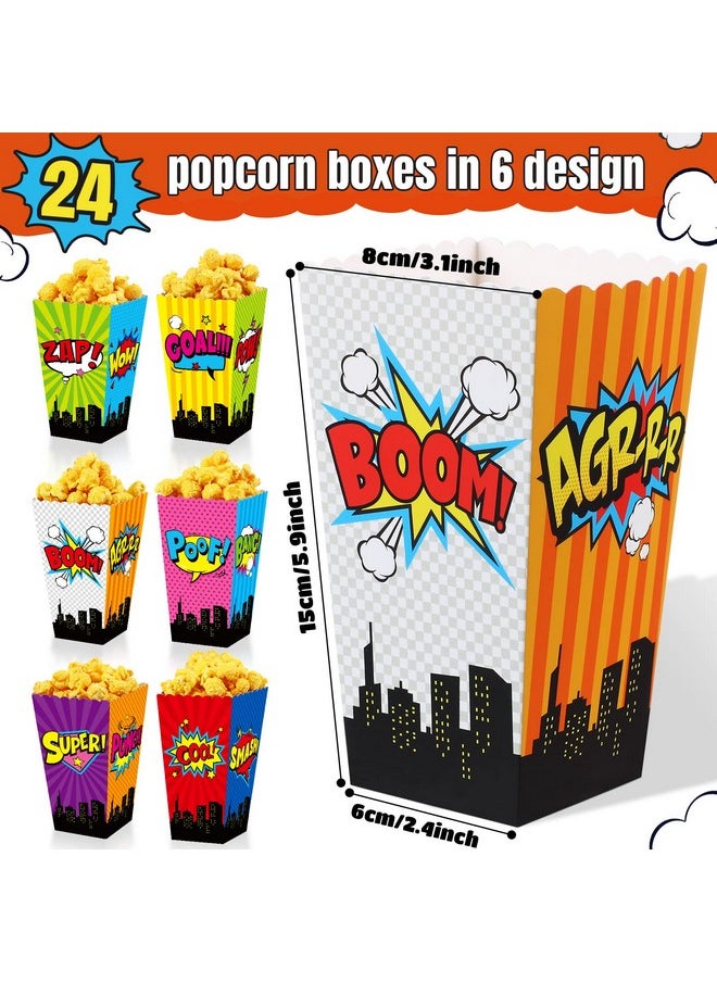 Containlol - 24 Pcs Popcorn Boxes Party Favors Snack Treat Box Candy Cookie Container For Movie Cinema Theme Birthday Party Baby Shower Favor Supplies(Cheerful Style) - Image 1
