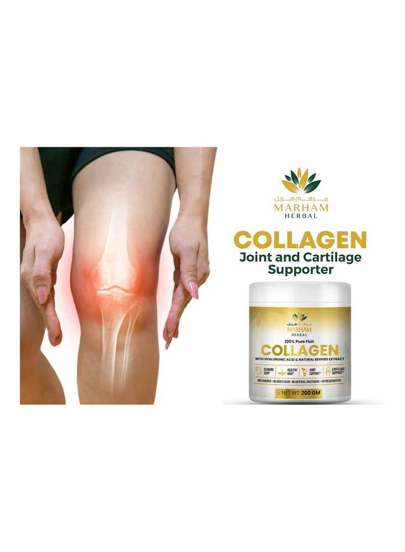 MARHAM HERBAL 100% Pure Fish Collagen with Hyaluronic Acid & Natural Berries Extract Vitamin C for Glowing Skin, Healthy Hair, Joint Support and Cartilage Support | 200GM (200 Grams, Unflavored) - Image 5