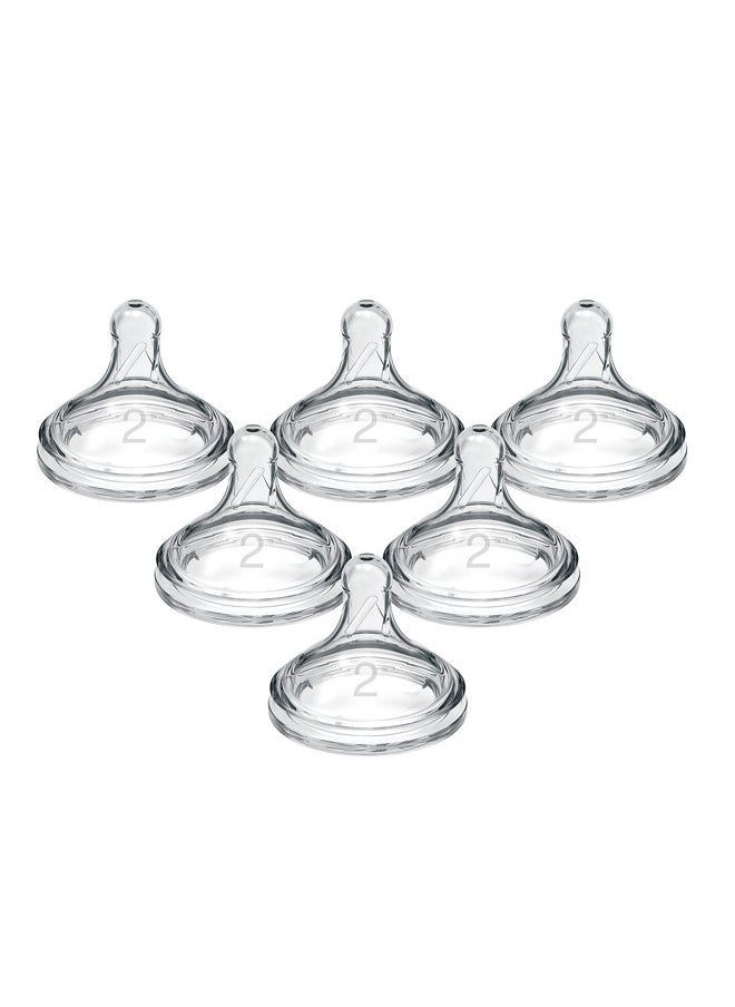 Dr. Brown's - Dr. Brown's Natural Flow Level 2 Wide-Neck Baby Bottle Silicone Nipple, Medium Flow, 3m+, 100% Silicone Bottle Nipple, count 6 (Pack of 1) - Image 1