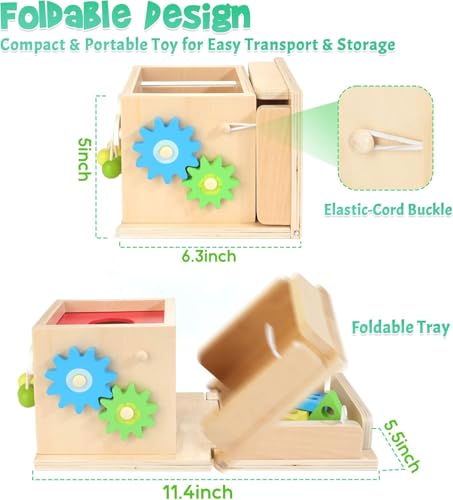 Bravmate Kizfarm Wooden Montessori Baby Toys, 8-in-1 Wooden Play Kit Includes Object Permanent Box, Coin Box, Carrot Harvest, Shape Sorting & Stacking - Christmas Birthday Gift for Boys Girls Toddlers - Image 5
