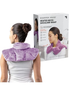 Sharper Image Sharper Image Heated Neck & Shoulder Wrap - Microwavable Warm & Cooling Plush Pad, Scented Aromatherapy (100% Natural Lavender & Herb Spa Blend), Pain Tension Headache Relief Therapy, Gift for Women 