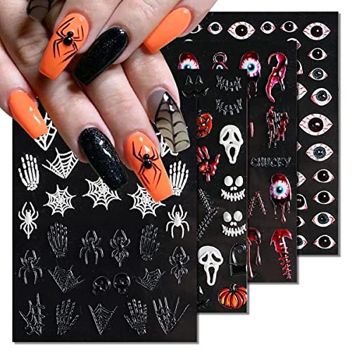 Halloween 5D Nail Stickers Skull Pumpkin Head Nail Art Supplies Nail Art Decoration Halloween A