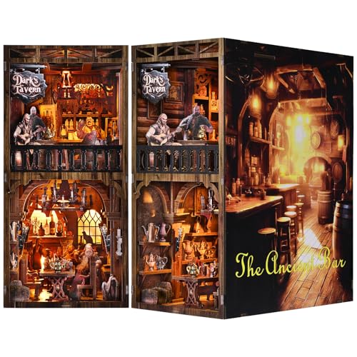 ETKVR Book Nook Kit Book Nook Kits for Adults DIY Booknook Model Build DIY 3D Wooden Puzzle Bookend Booknook Bookshelf Insert Miniature Dollhouse Kit for Home Decoration - Image 1