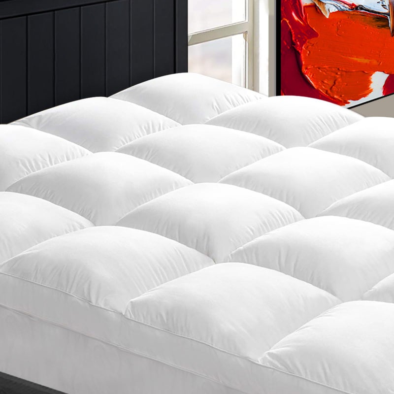 CHOPINMOON Mattress Topper Twin XL for Back Pain Extra Thick Mattress Pad Cover Plush Pillow Top Deep Elastic Pocket White