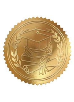Whaline 500Pcs Graduation Cap Foil Seal Sticker Embossed Gold Self Adhesive Graduation Decal For Diplomas Certificates Awards Class Graduation Envelopes Party Favor Supplies 1.5 Inch  - Image 1