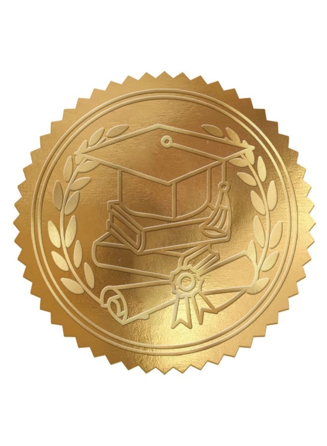 Whaline 500Pcs Graduation Cap Foil Seal Sticker Embossed Gold Self Adhesive Graduation Decal For Diplomas Certificates Awards Class Graduation Envelopes Party Favor Supplies 1.5 Inch - Image 1