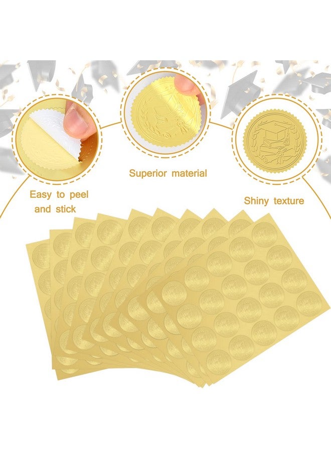 Whaline 500Pcs Graduation Cap Foil Seal Sticker Embossed Gold Self Adhesive Graduation Decal For Diplomas Certificates Awards Class Graduation Envelopes Party Favor Supplies 1.5 Inch - Image 3