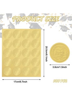 Whaline 500Pcs Graduation Cap Foil Seal Sticker Embossed Gold Self Adhesive Graduation Decal For Diplomas Certificates Awards Class Graduation Envelopes Party Favor Supplies 1.5 Inch  - Image 2
