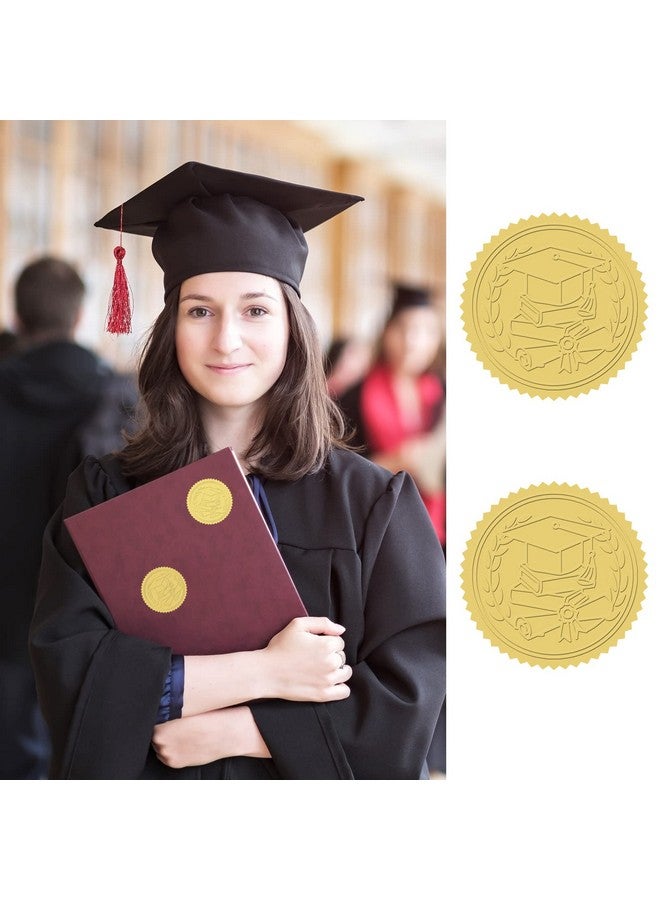 Whaline 500Pcs Graduation Cap Foil Seal Sticker Embossed Gold Self Adhesive Graduation Decal For Diplomas Certificates Awards Class Graduation Envelopes Party Favor Supplies 1.5 Inch - Image 5