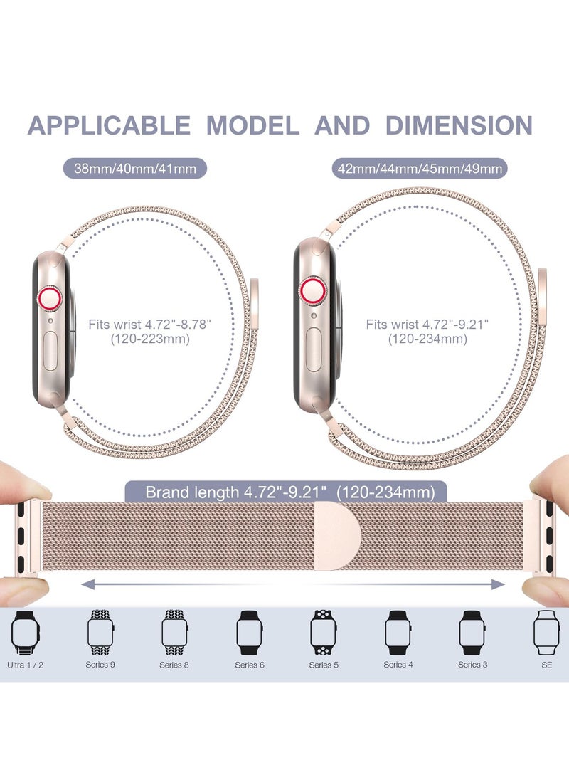 Generic - Stainless Steel  Loop Apple Watch Band 38mm/40mm/41mm, iWatch Magnetic Clasp Strap Replacement Band, Apple Watch Wrist Strap  for iwatch Series Ultra SE Series 9/8/7/6/5/4/3/2/1(Rose gold) - Image 1