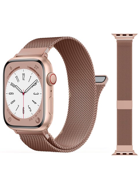 Stainless Steel  Loop Apple Watch Band 38mm/40mm/41mm, iWatch Magnetic Clasp Strap Replacement Band, Apple Watch Wrist Strap  for iwatch Series Ultra SE Series 9/8/7/6/5/4/3/2/1(Rose gold)