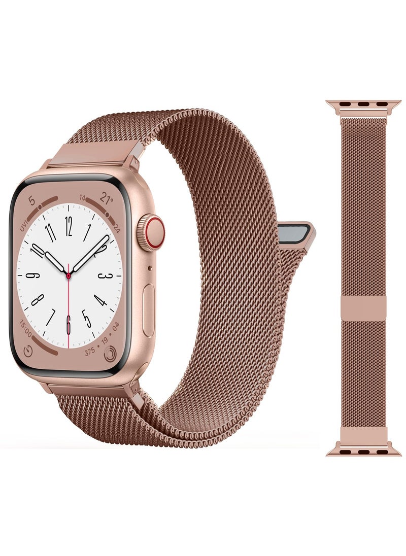 Generic - Stainless Steel  Loop Apple Watch Band 38mm/40mm/41mm, iWatch Magnetic Clasp Strap Replacement Band, Apple Watch Wrist Strap  for iwatch Series Ultra SE Series 9/8/7/6/5/4/3/2/1(Rose gold) - Image 1