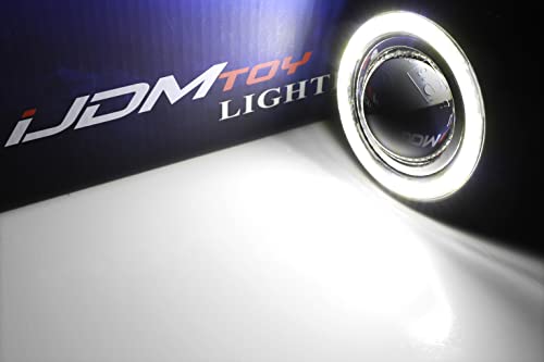 iJDMTOY 3-Inch Projector Fog Light Kit w/Black Shroud 40-SMD Xenon White LED Halo Ring Angle Rings, Universal Fit With Car SUV Truck ATV RV, etc - Image 2