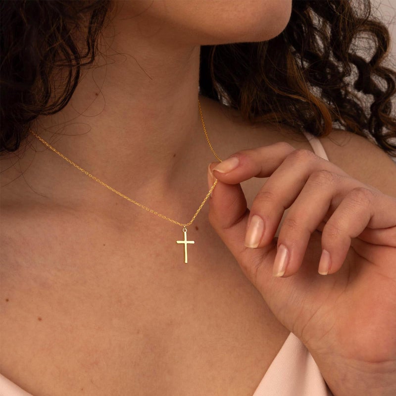 Poxtex Cross Necklace for Women |14K Gold Plated Necklace| Dainty | Delicate | Simple Trendy Jewelry| Faith Religious Christian Catholic Jewelry Gifts for Women Girls - Image 3