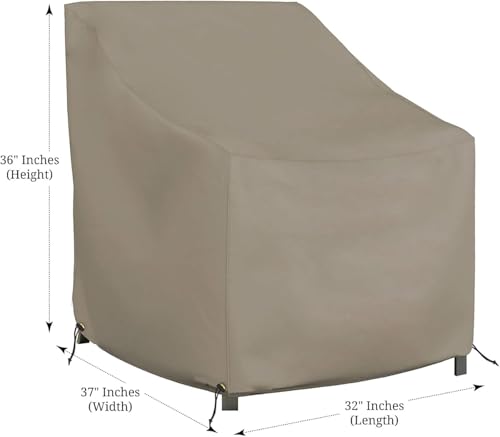 Covers & All Covers all Outdoor Chair Cover 12 Oz Waterproof UV Weather Resistant Patio Furniture Sofa Cover for Outdoor Outside Seating Lawn or Garden with Drawstrings 32W x 37D x 36H Beige - Image 3