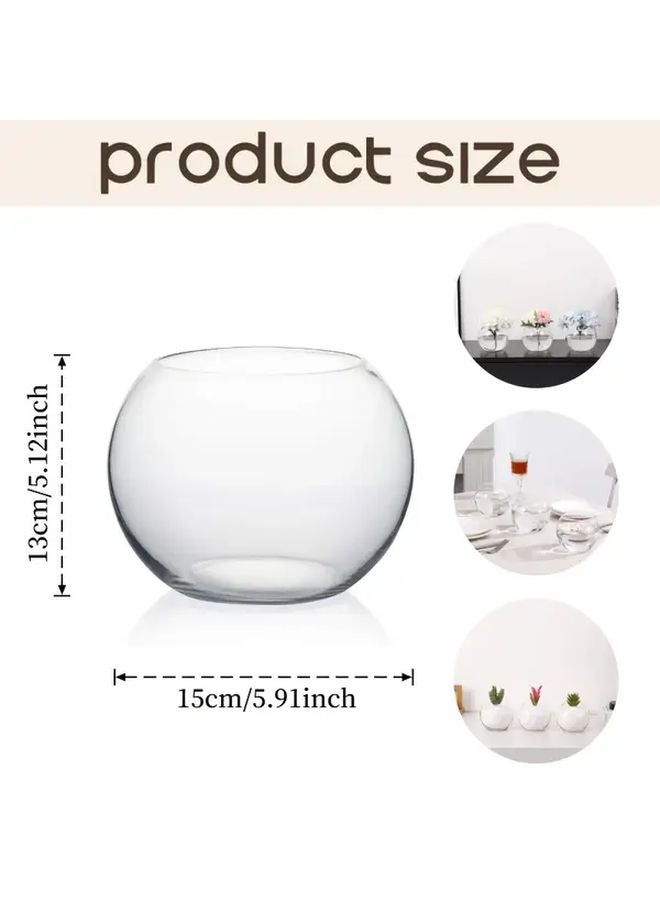 1 وعاء شفاف مستدير حوض مائي أصيص نبات حاوية زخرفية سهل التنظيف سطح أملس - Image 1