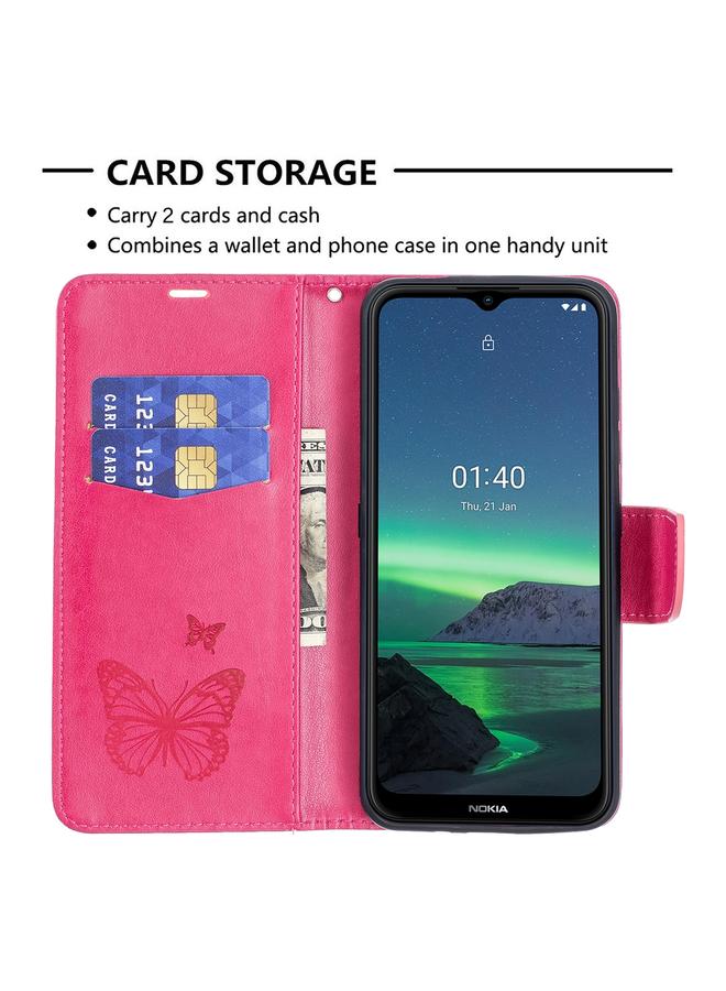 S-TOP Case For Nokia 1.4 Embossing Two Butterflies Pattern Horizontal Flip PU Leather Case with Holder & Card Slot & Wallet & Lanyard - Image 5