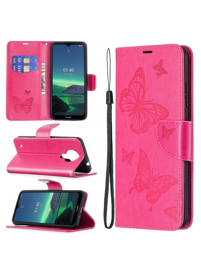 S-TOP Case For Nokia 1.4 Embossing Two Butterflies Pattern Horizontal Flip PU Leather Case with Holder & Card Slot & Wallet & Lanyard - Image 1