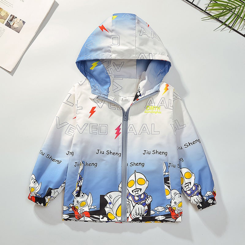 2024 Boys Hooded Jacket Spring Autumn Cartoon Fashion 9960 blue  - Image 5