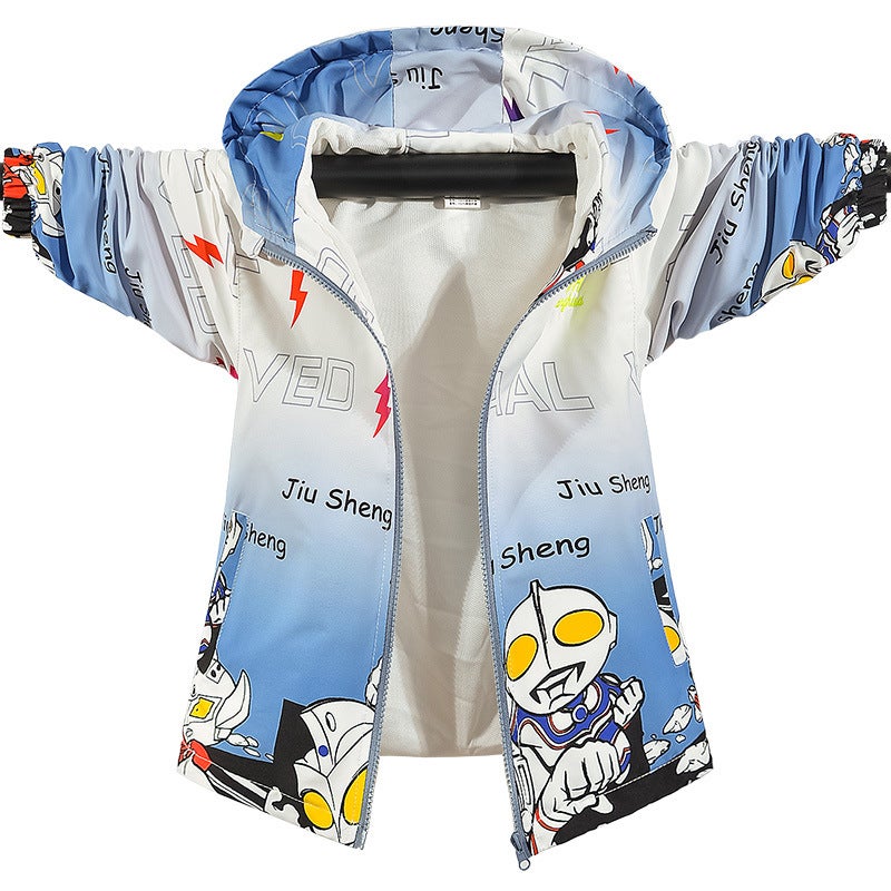 2024 Boys Hooded Jacket Spring Autumn Cartoon Fashion 9960 blue  - Image 2