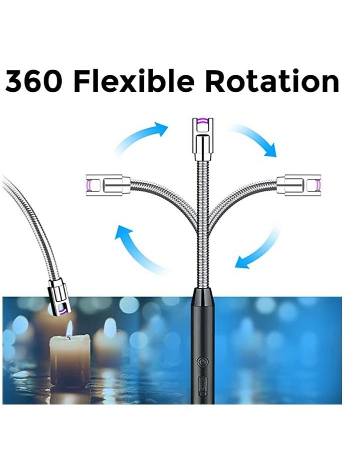 MIRFA Candle Lighter Black Arc Lighter No Gas Refill Needed Rechargeable Electric Lighter With Charging Indications Lighter for Barbeque, Cake, Candles, Gas, Stove, Camping  - Image 3