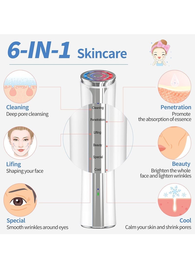 جهاز ميكروكرنت للوجه، مدلك للوجه، للاستخدام المنزلي آلة شد الجلد العلاج بالضوء للوجه والعين ورفع الرقبة 6 في 1 أداة للعناية بالبشرة - Image 3