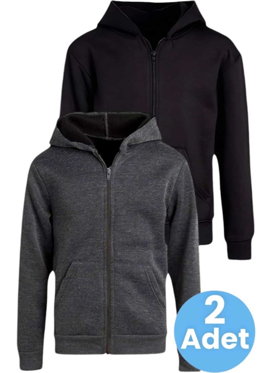 Tezzgelsin - Kids Cotton Hooded Zippered Sweatshirt 2 Piece Set - Image 1