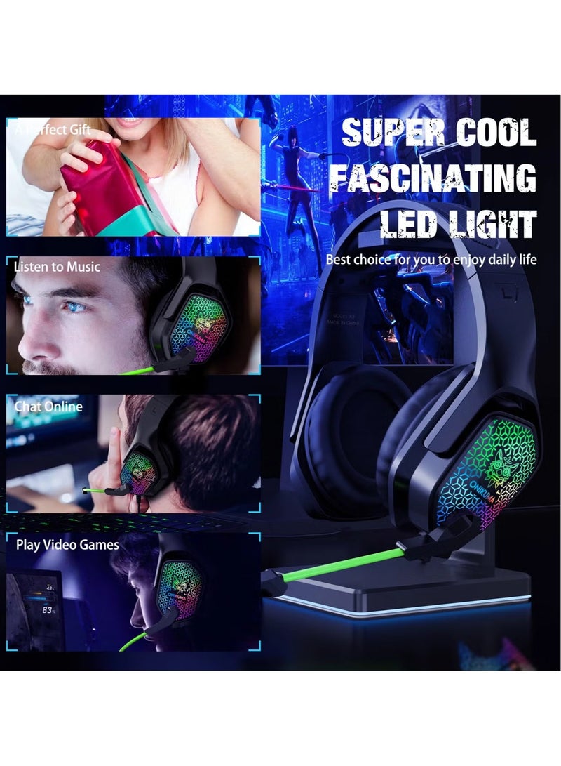 ELTRAZONE X3 Wired Headphones with Microphone Gaming Headsets – RGB Lights, Noise-Canceling Earphones for Computer, PC, PS4, Xbox, Mobile Gaming – Comfortable Over-Ear Cushions, Adjustable Headband, Immersive Stereo Sound  - Image 4