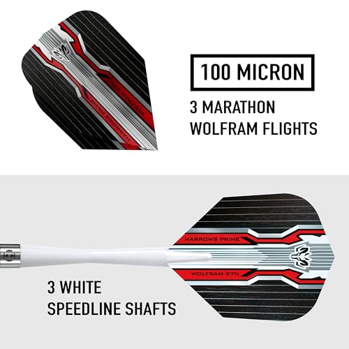 Harrows Wolfram 97% Tungsten Steel Tip Darts Set 21g, 22g, 23g, 24, 25g & 26g - Includes Speedline Shafts, Marathon - Wolfram Flights & Travel Case 24g - Image 4