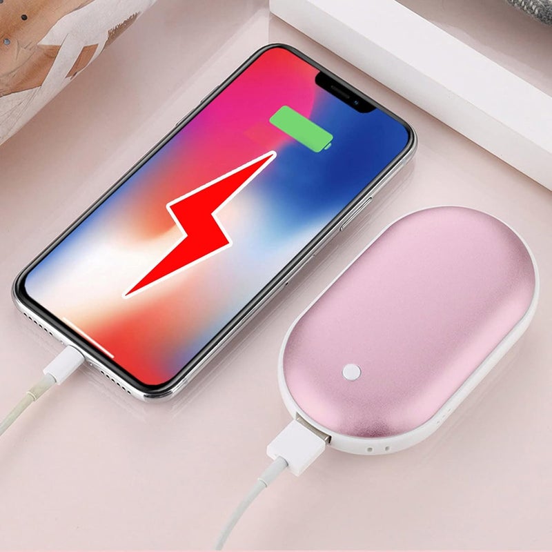 ويوبلز مدفأة يدوية قابلة لإعادة الشحن، مدفأة يدوية قابلة لإعادة الاستخدام عبر منفذ USB، بنك طاقة 5000 مللي أمبير، مدفأة يدوية كهربائية محمولة سريعة التسخين، تصل درجة حرارتها إلى 50 درجة مئوية، بنك طاقة محمول، هدية شتوية مثالية للنساء والرجال (ذهبي وردي) - Image 4