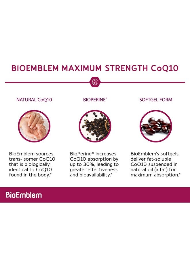 BioEmblem CoQ10 with BioPerine - 200mg Softgels, Superior Absorption - Coenzyme Q10 Antioxidant for Energy Production, Heart Health - Natural Form, Non-GMO CoQ10 Supplement - 90 Count - Image 5