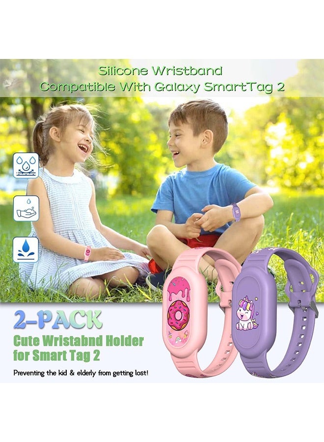 قطعتان من سوار SmartTag من السيليكون الناعم المقاوم للماء على شكل رسوم كرتونية لطيفة لهاتف Samsung Galaxy SmartTag 2 - ملحقات سوار معصم SmartTag المخفية ضد الفقدان كاملة - Image 4