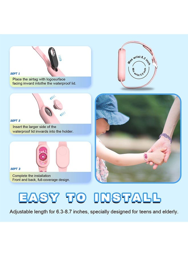 قطعتان من سوار SmartTag من السيليكون الناعم المقاوم للماء على شكل رسوم كرتونية لطيفة لهاتف Samsung Galaxy SmartTag 2 - ملحقات سوار معصم SmartTag المخفية ضد الفقدان كاملة - Image 2