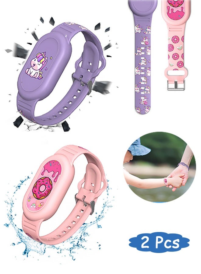 قطعتان من سوار SmartTag من السيليكون الناعم المقاوم للماء على شكل رسوم كرتونية لطيفة لهاتف Samsung Galaxy SmartTag 2 - ملحقات سوار معصم SmartTag المخفية ضد الفقدان كاملة - Image 1