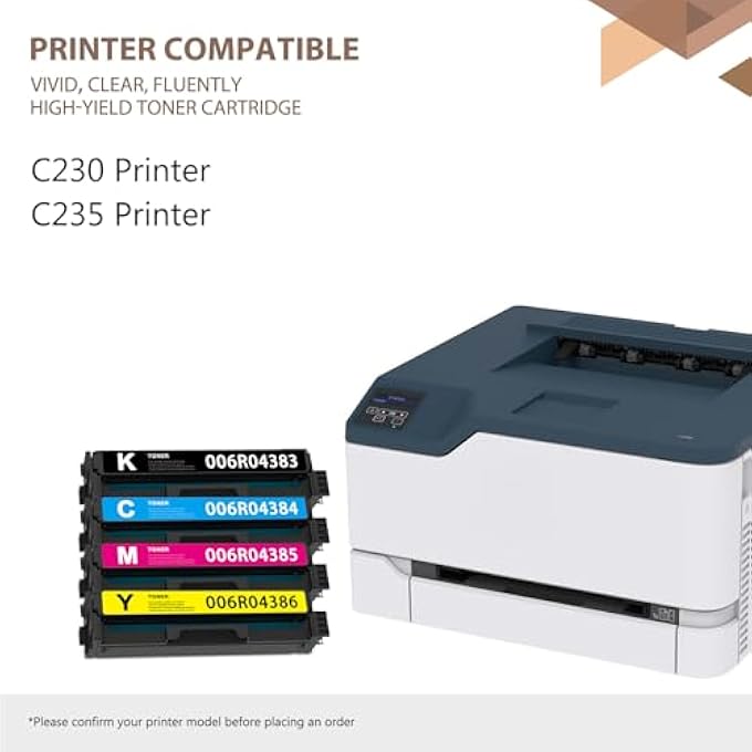 C230 / C235 TONER CARTRIDGE 4 COLOR SET (WITH CHIP)-COMPATIBLE C230/C235 INK CARTRIDGE 006R04383 006R04384 006R04385 006R04386 REPLACEMENT FOR XEROX C230 C235 COLOR PRINTER INK (BK/C/M/Y) - Image 2