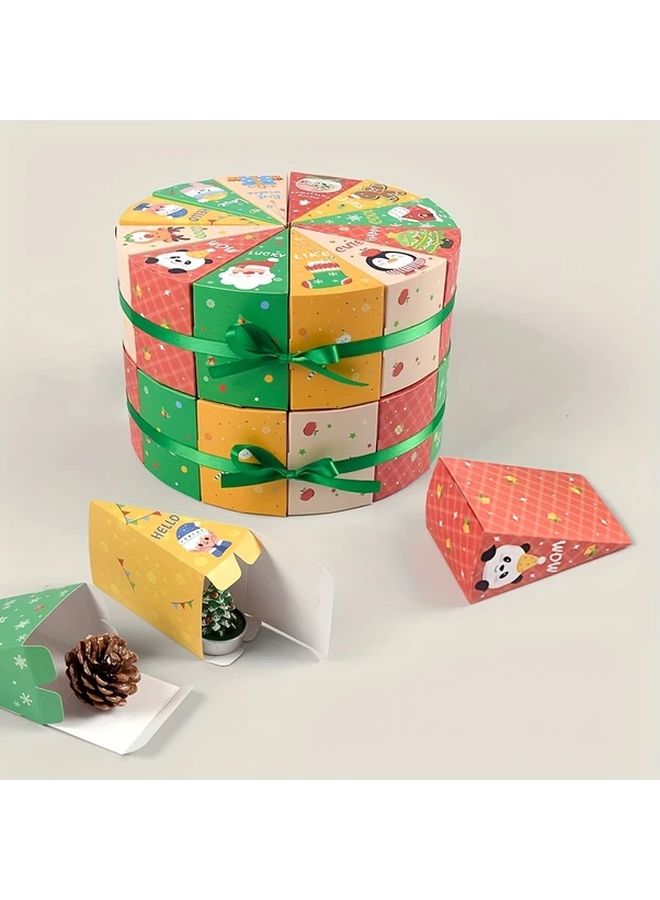 Christmas Gift Boxes 12 Pieces Random Colors Triangle Cake Shape Holiday Packaging - Image 1