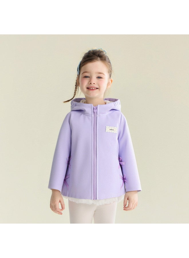 DEESHA Infant And Toddler Girls 26 Spring Children's Hooded Fleece Warm Jacket - Image 3