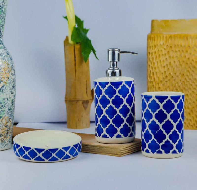 Vreni Ceramic Bathroom Accessories Set for Utility and Bathroom Decor | Liquid Soap Dispenser, soap Tray, Toothbrush Holder(SA-1) CRO 91 - Image 2
